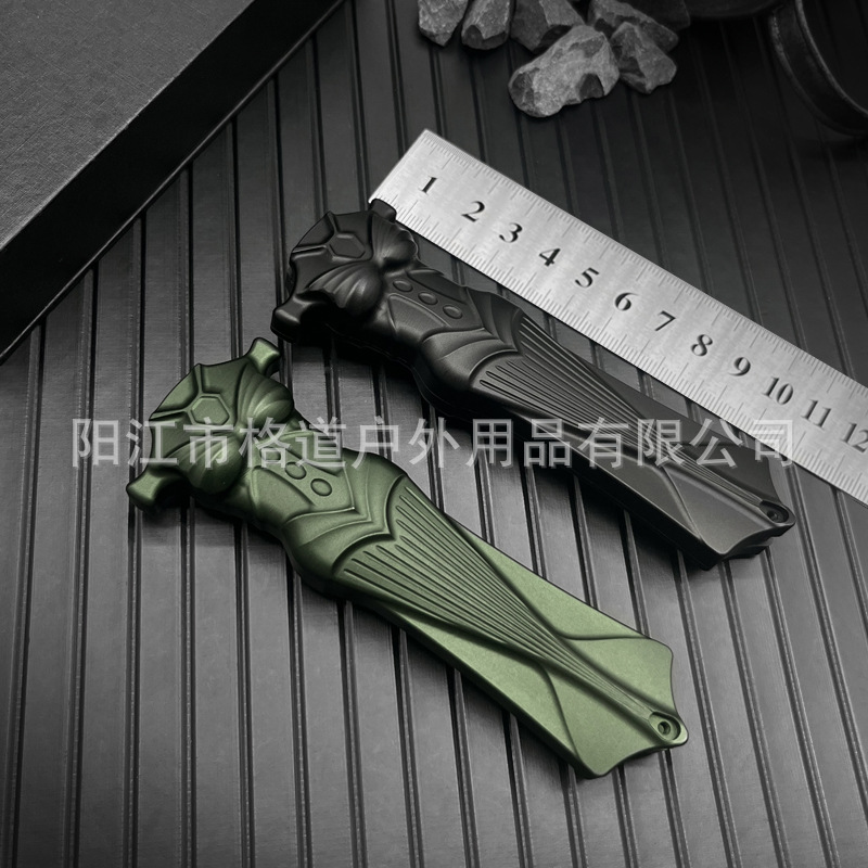 【只供跨境】7系铝合金OTF刀鞘人鱼瑞粉瑞士粉末钢大马士革锋利