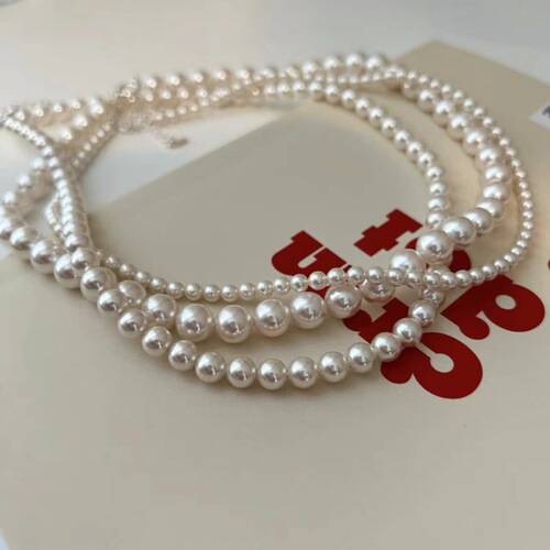 fever same style stacked Shijia pearl necklace 14k gold-filled simple temperament light luxury sweater chain clavicle chain for women
