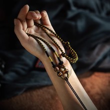 手工编织藏式吊坠绳琉璃珠项链绳天珠挂坠绳手搓棉线高端吊坠挂绳