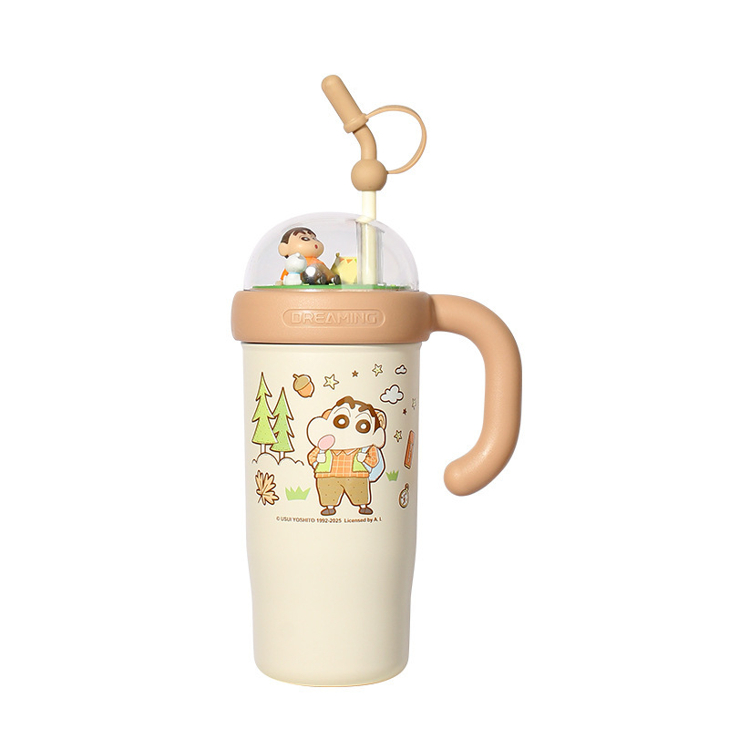 新しいクレヨンしんちゃんエンジョイ風景 830 ミリリットル断熱カップ高価値シリコーンストローカップ漫画アイスバーカップ|undefined