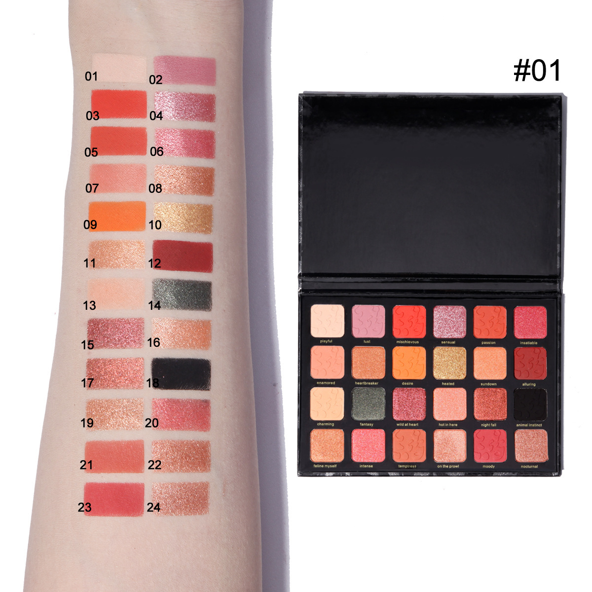 Cross-border bestseller MAFFICK 24-color leopard print eyeshadow palette, chameleon pearlescent matte makeup effect undefined