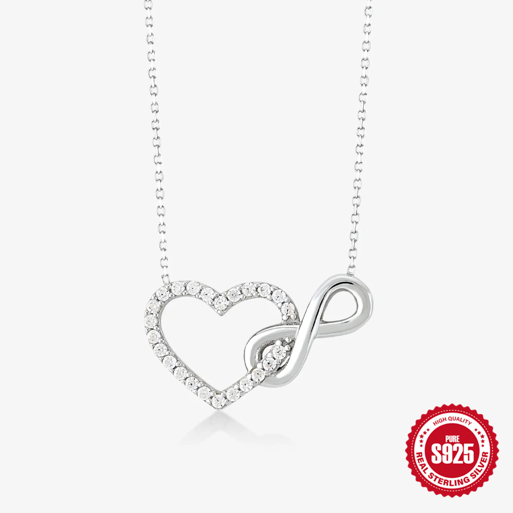 Women's Gender 925 Sterling Silver Zircon Cable Chain Plating Inlay Infinity Heart Shape Necklace