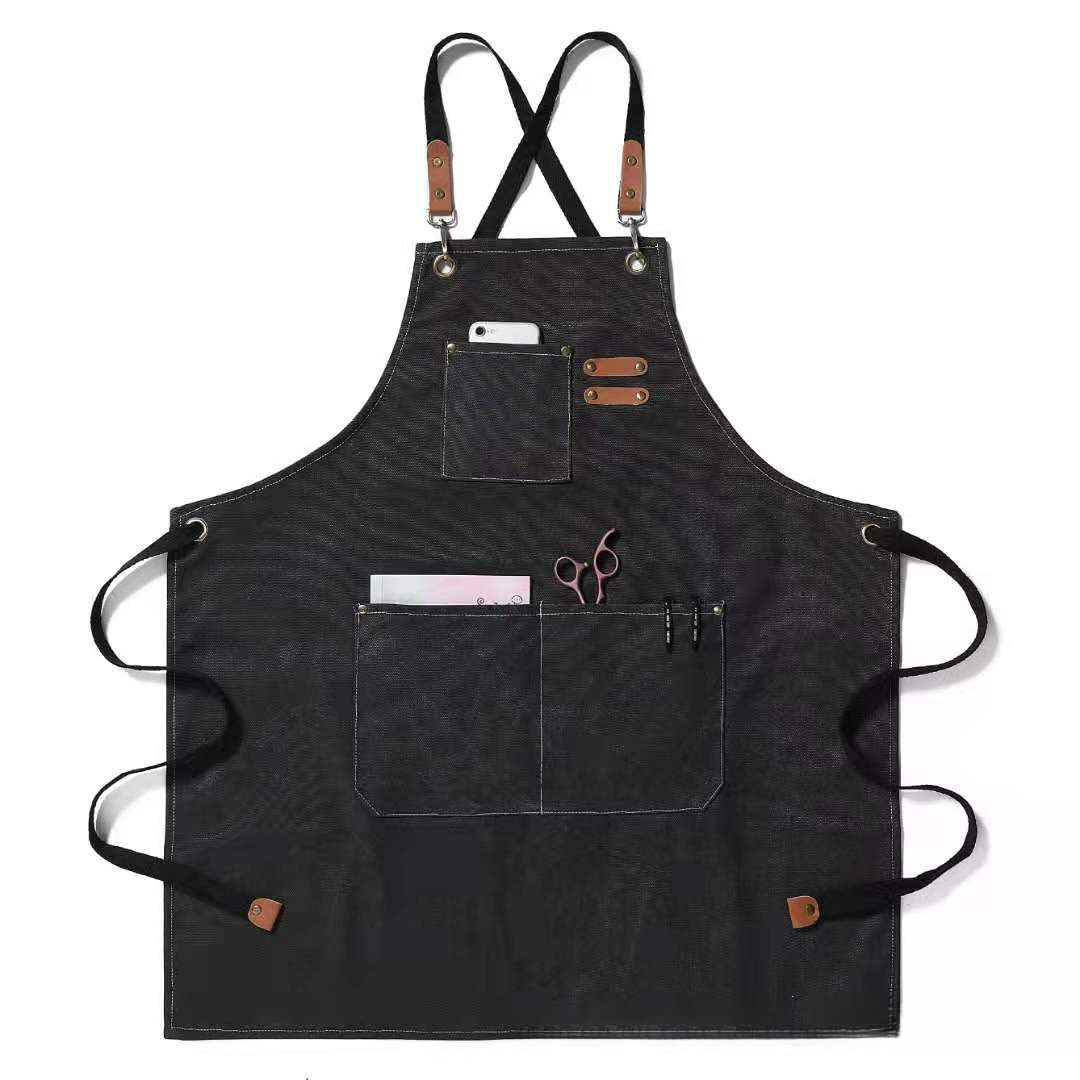 Waterproof coffee denim work apron, wholesale