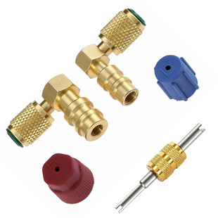 R12 to R134A Conversion Kit Quick Coupler Valve A/C 90 ° Suitable for Automotive Air Conditioning Refrigerant Systems