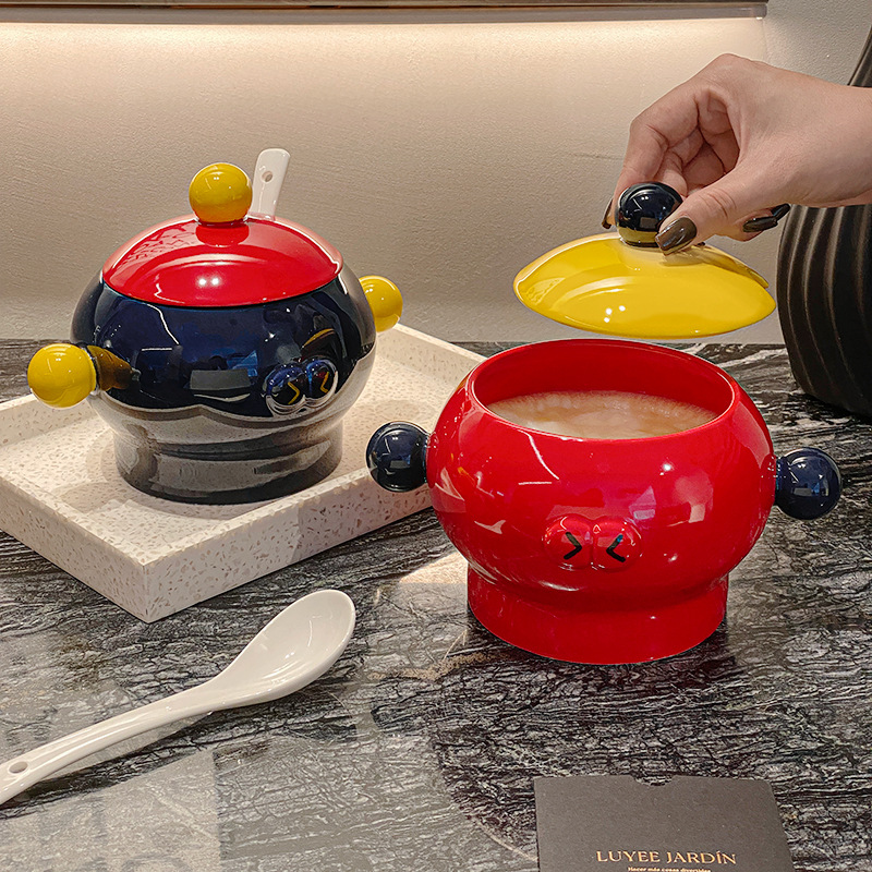 Shang 'en original color contrastante lata de manteca de cerdo doméstica aceite de pimienta lata de cerámica con tapa lata de sal de cocina de gran capacidad