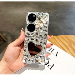愛の鏡は華為Pocket2携帯ケースを適用して贅沢なp50ポケットを折った花の保護カバーを適用する