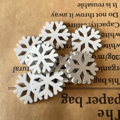 Wooden Snowflake Decorative Christmas Ornament, Wooden Cartoon Craft, DIY Ornament Creative Set of 100 Pieces