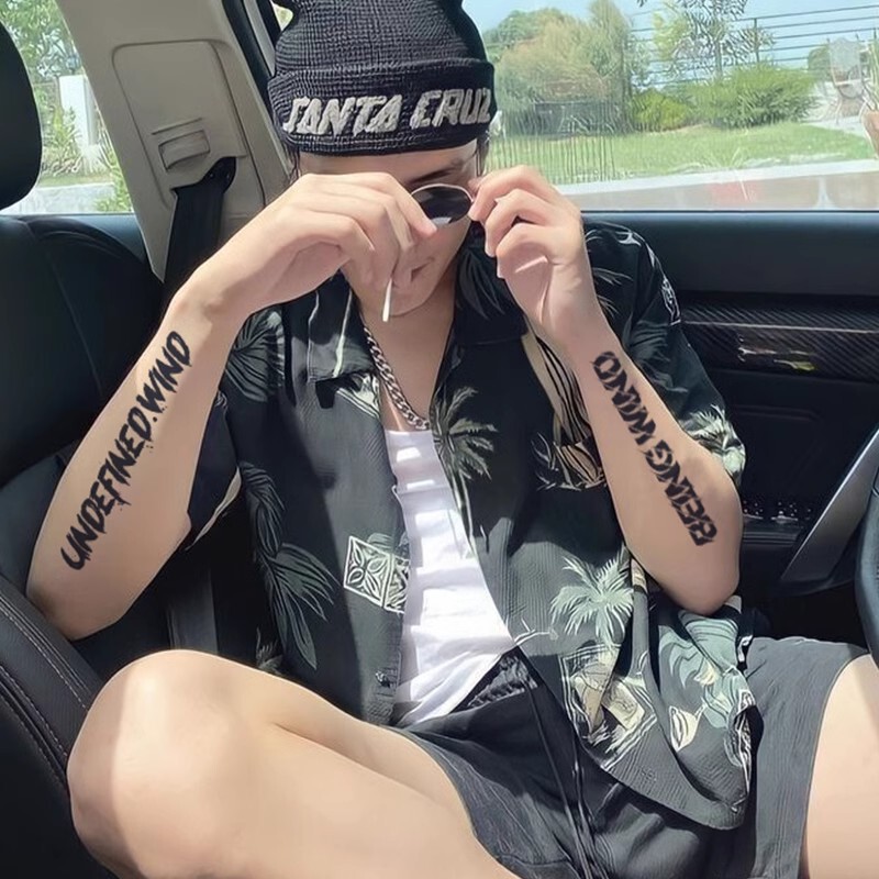 草本纹身贴果汁渐变不反光半永久ins风防水持久男暗黑花臂纹身女|undefined