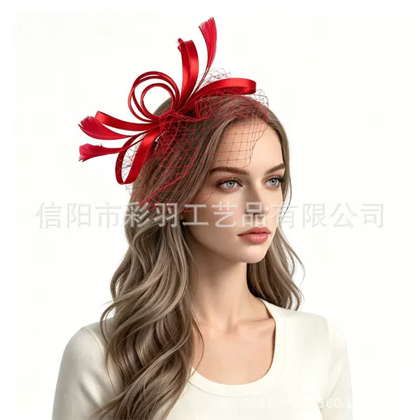 Cross-border best-selling exquisite mesh hairpin bridal headpiece, fashionable British feather top hat hair accessory, direct from the manufacturer