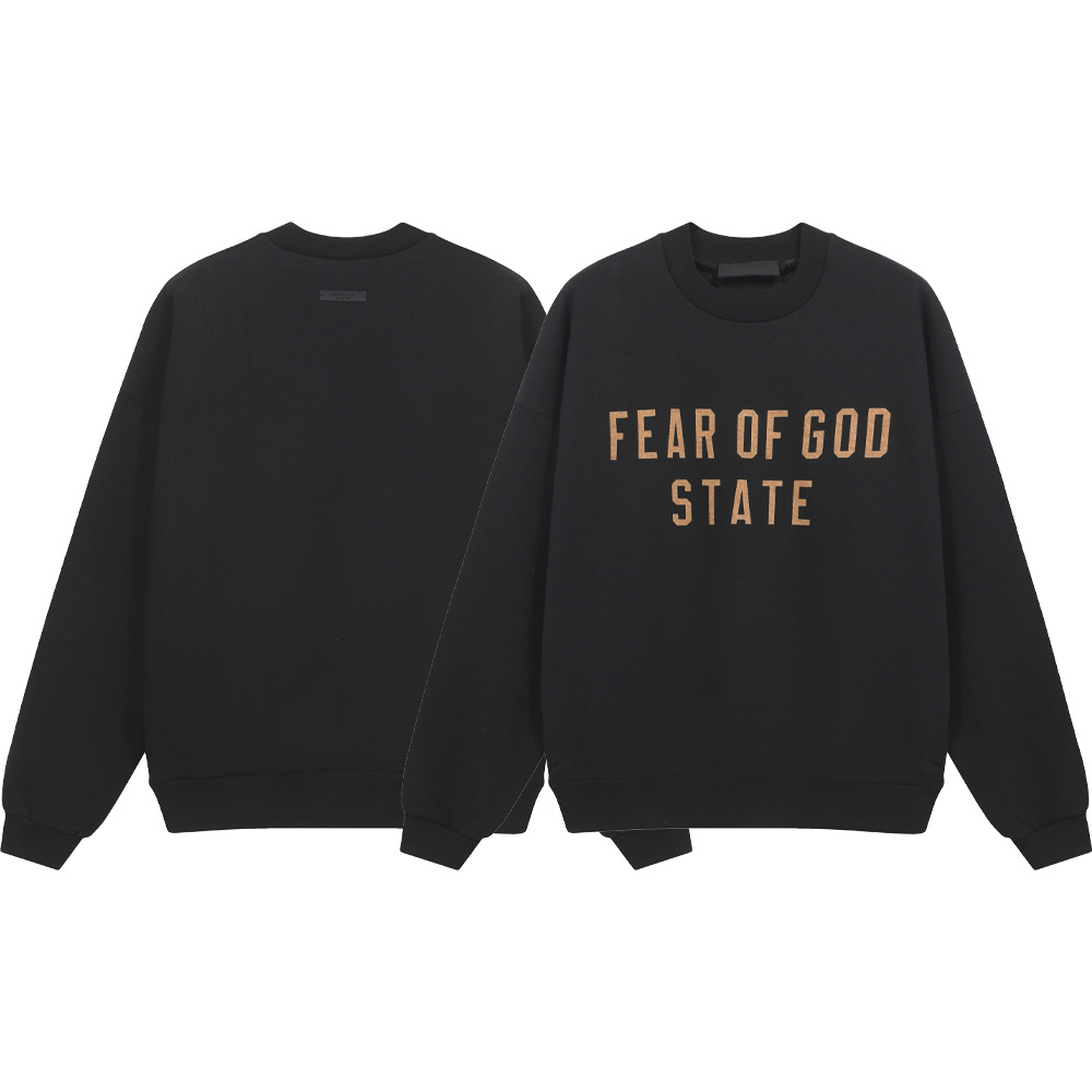 24FW FOG ESSENTIALS de doble línea de estilo americano de otoño y invierno con camisa de cuello redondo de pareja de moda para hombres y mujeres