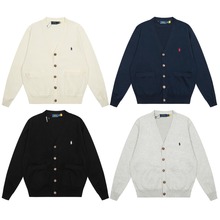 冬季新款RL小马标保罗男女款纽扣开衫商务休闲毛衣男纯棉毛衫