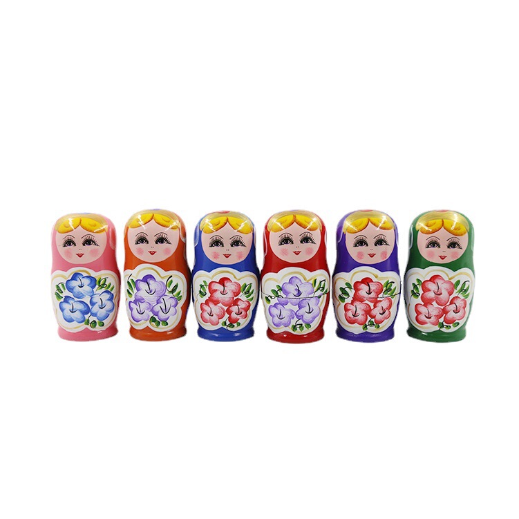 Russian Matryoshka Doll Five-Layer Hand-Painted Paint Tourist Scenic Spot Stall Supply Wooden Crafts Ornaments Toys Wholesale