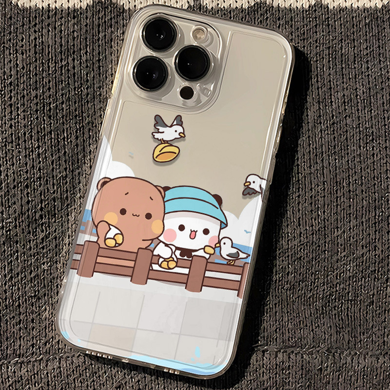 Yi Er Bu Bu Mobile Phone Case Is Suitable for Apple 14Promax/15Pro/13/12/11/Xr/7 Cute Couple Soft