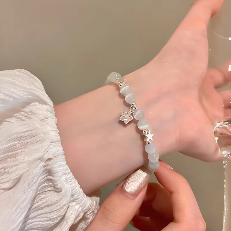 メタリックスターラブボタンヘビーデューティーブレスレット、ハイエンド、絶妙、多用途、甘いニッチ、軽い高級デザインアクセサリー|undefined