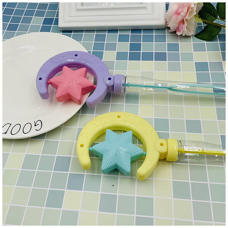 Flash bubble wand 48cm ground stall bubble water moon stars fairy glow colorful bubble wand toys wholesale