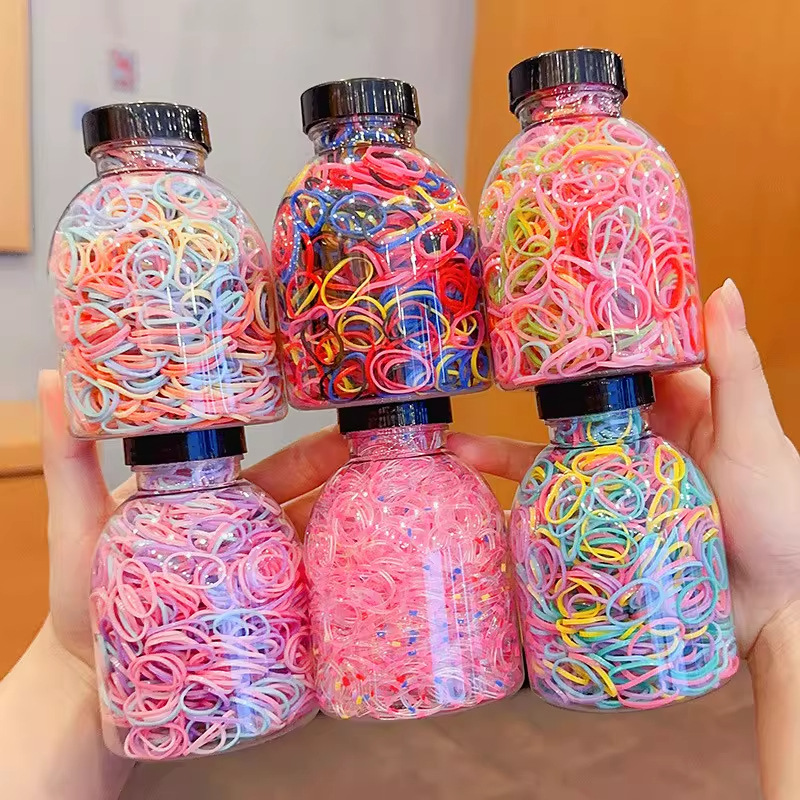 Cuerdas de cabeza de color para mujeres negras coreanas para niños espesar banda de goma desechable toque de cabello para atar el cabello no daña el cabello image 1