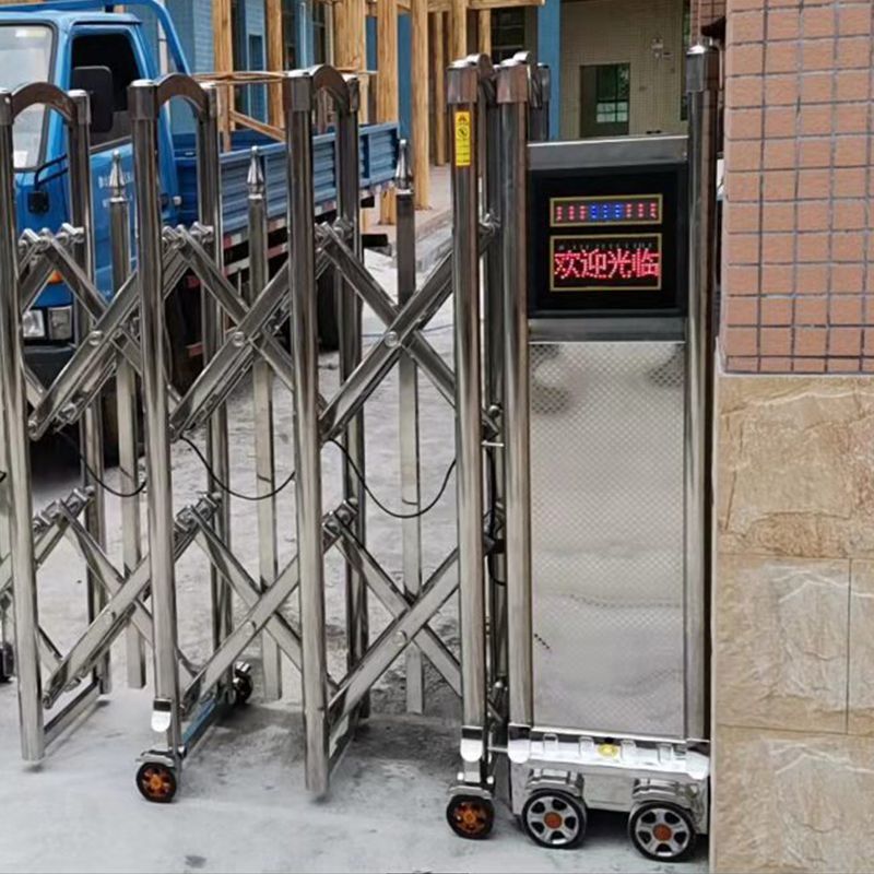 折叠门小区自动不锈钢简易伸缩门电动大门推拉门工厂铝合金庭院门