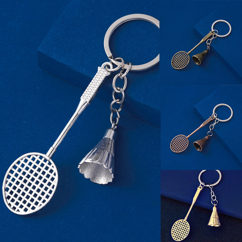 Metal Badminton Keychain Badminton Racket Car Key Pendant Club School Games Small Gifts