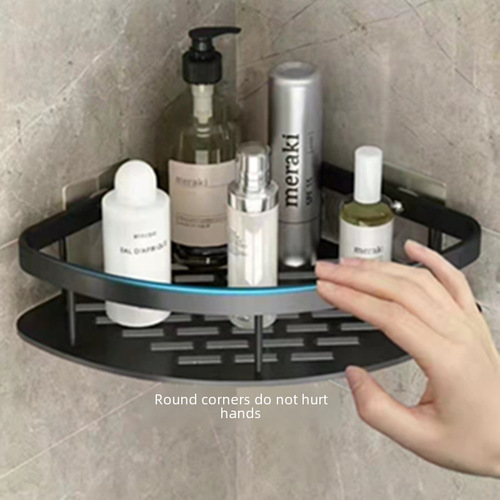 Corner Shelf, Bathroom Corner Shelf, Minimalist Kitchen and Bathroom Triangle Shelf, Open Mesh Drain, Cosmetic Storage Shelf