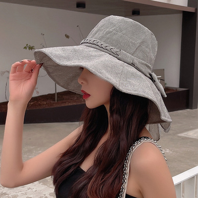 Sombrero de mujer sombrero de verano sombrero de sol gran bisel anti-UV arco multifuncional sombrero de sol de moda sombrero de pescador