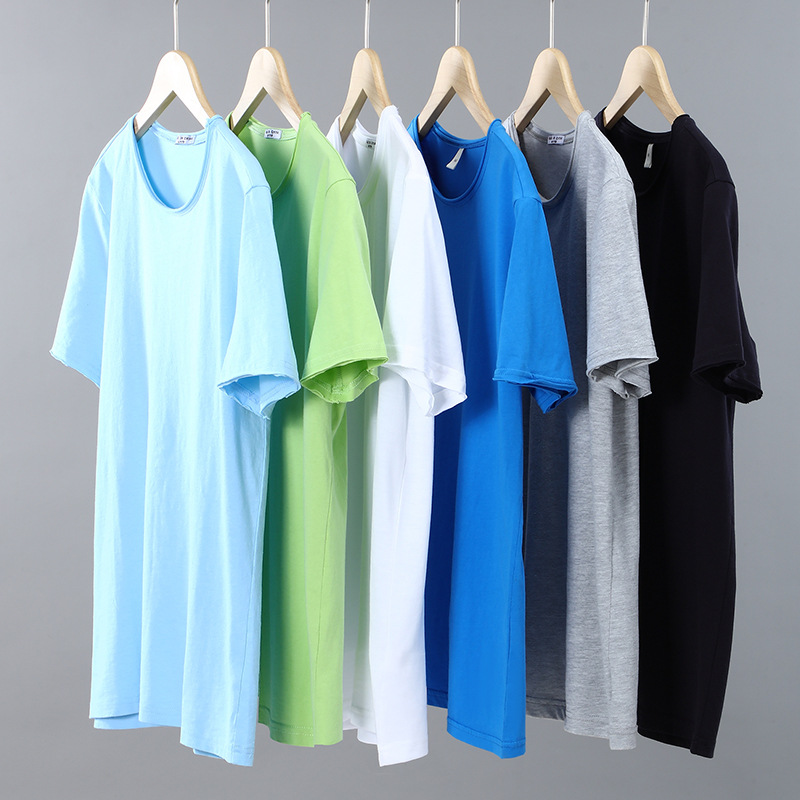Pure cotton, solid color, short sleeved T-shirt with a base, white T-shirt with inner layer, men's half sleeved T-shirt_voghion.com