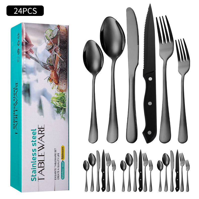 Caja verde 1010 principal 5 cuchillo de carne negro (24 piezas)