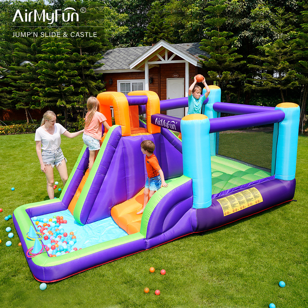 AMF | Pequeño castillo inflable cama de salto para niños cama de salto inflable piscina de olas casa castillo inflable para niños