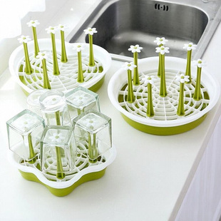 Household Cup Holder Tea Set Wooden Upside-Down Draining Cup Rack Dustproof Tea Cup Glass Creative Storage Organizer Set