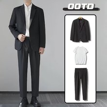 休闲西装男士套装外套宽松高级感韩版痞帅气新款春秋季小西服上衣