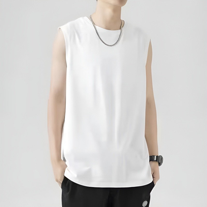 230g Heavy Weight Cotton Sleeveless T-Shirt Loose Type Men's Vest High Quality Pure Color Sleeveless Men's T-Shirt