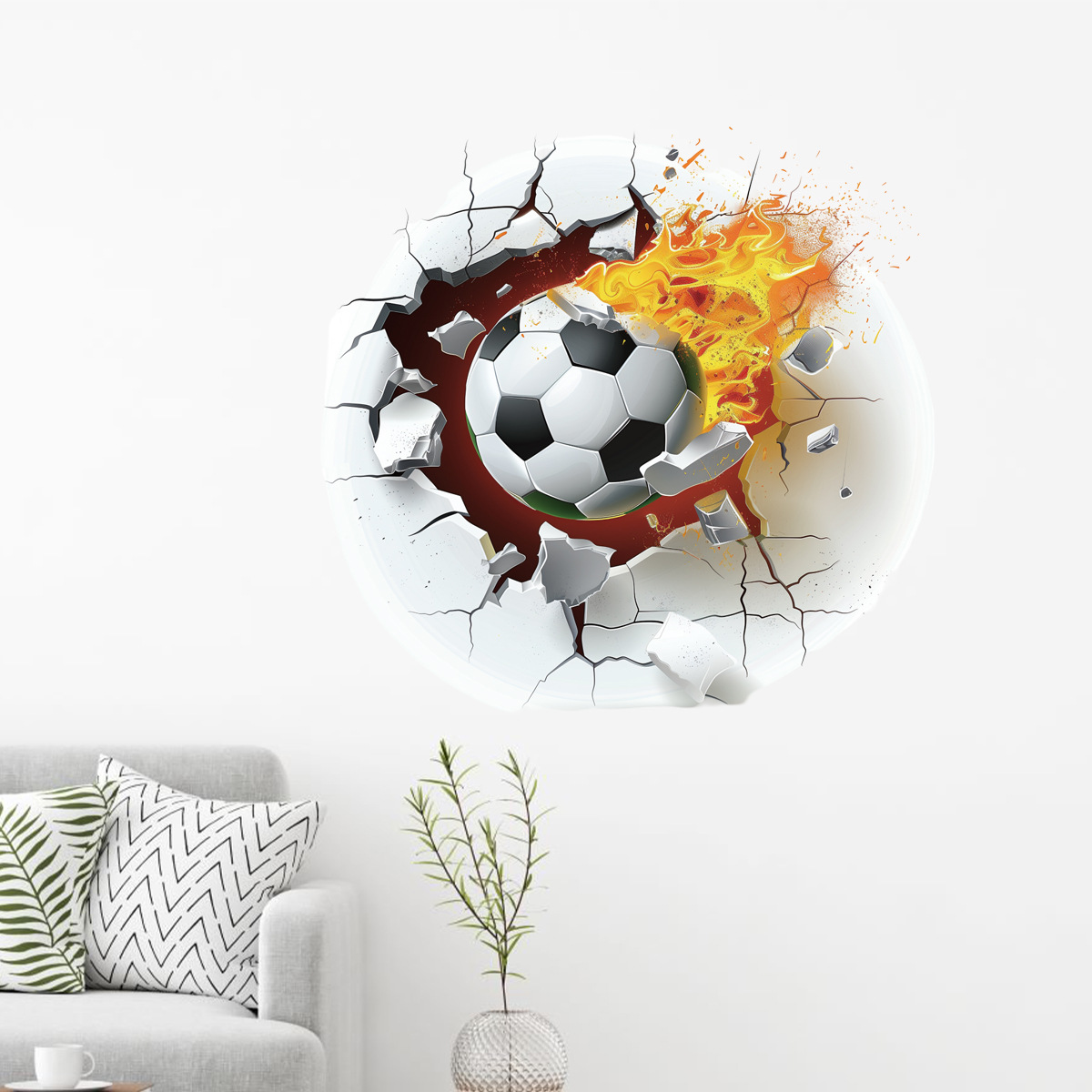 New Fiery Football Cartoon Wall Decorations Stickers Children's Room Living Room Wall Fun Decorations Wall Stickers