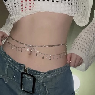 Music Festival Rhinestone Metal Female Accessories Sexy Body Chain Belt Simea Stars Pendant Waist Chain Halloween