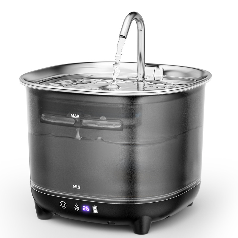 新款宠物饮水机自动循环充电款智能猫狗喂水器不锈钢宠物用品厂家