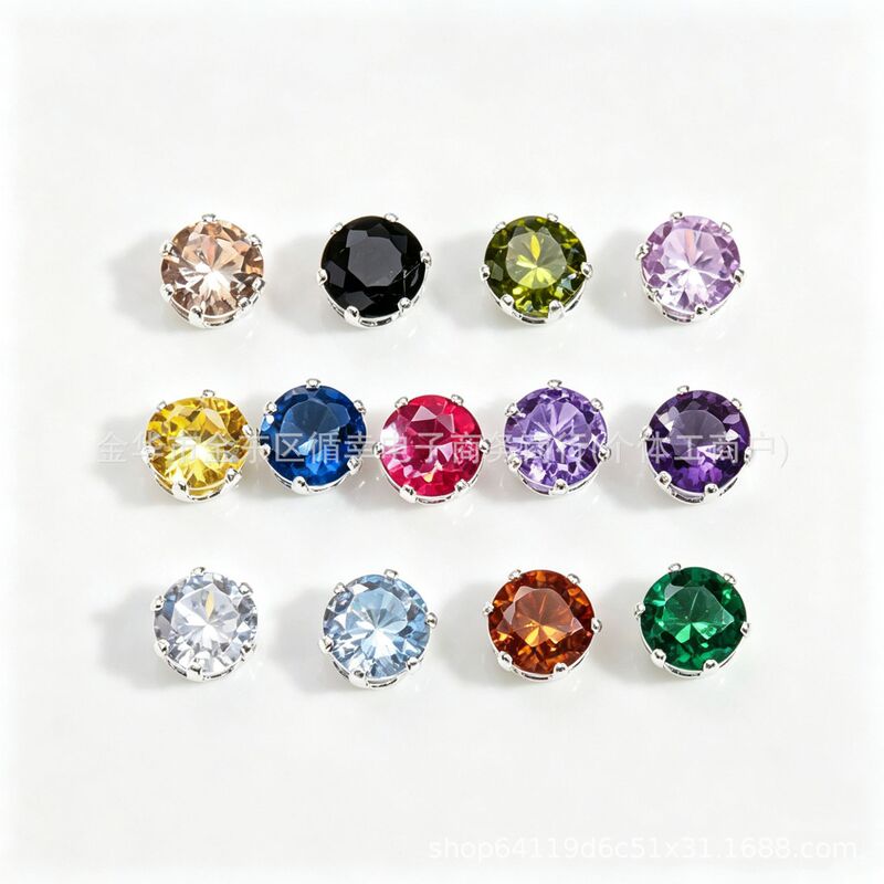 Round Crystal Zircon Claw Setting Silver Base Six-Claw Blank Base Colorful DIY Beading Handmade Jewelry Accessories Wholesale Round Crystal Zircon Claw Setting Silver Base Six-Claw Blank Base Colorful DIY Beading Handmade Jewelry Accessories Wholesale