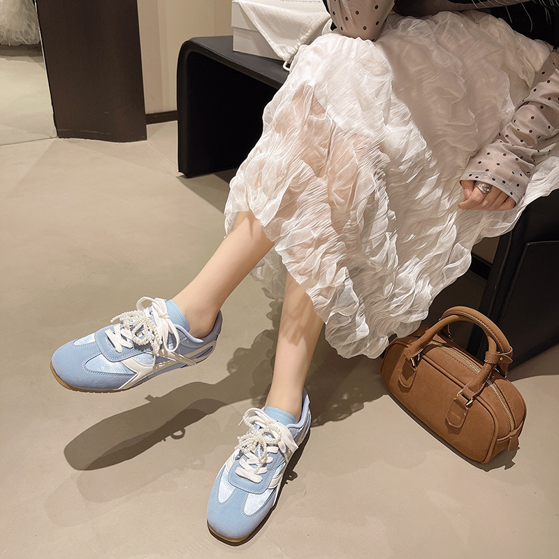 平底インナー高さ女性のレトロファッション道徳トレーニングシューズ夏の新しいパールスタイル多用途ソフトソールレディースカジュアルスポーツ|undefined
