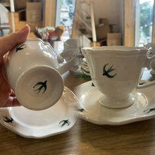 下午茶甜品盘陶瓷家用ins复古日式手绘6寸餐具耐高温杯子釉下彩