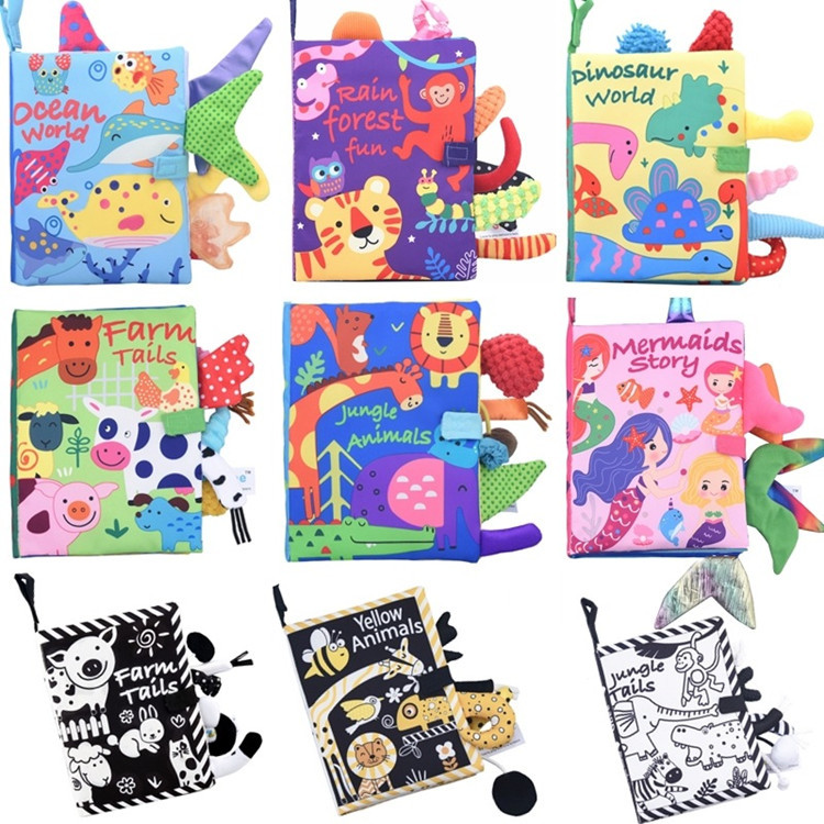 Gbee tail cloth book can not be torn baby baby cloth book enlightenment three-dimensional animal early education cloth book 0-1 years old toys
