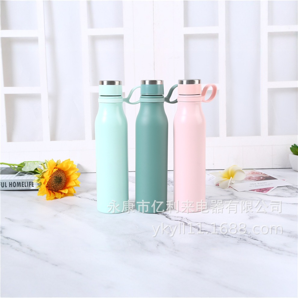 跨境不锈钢手提可乐瓶双层真空保温杯创意时尚便捷直身杯