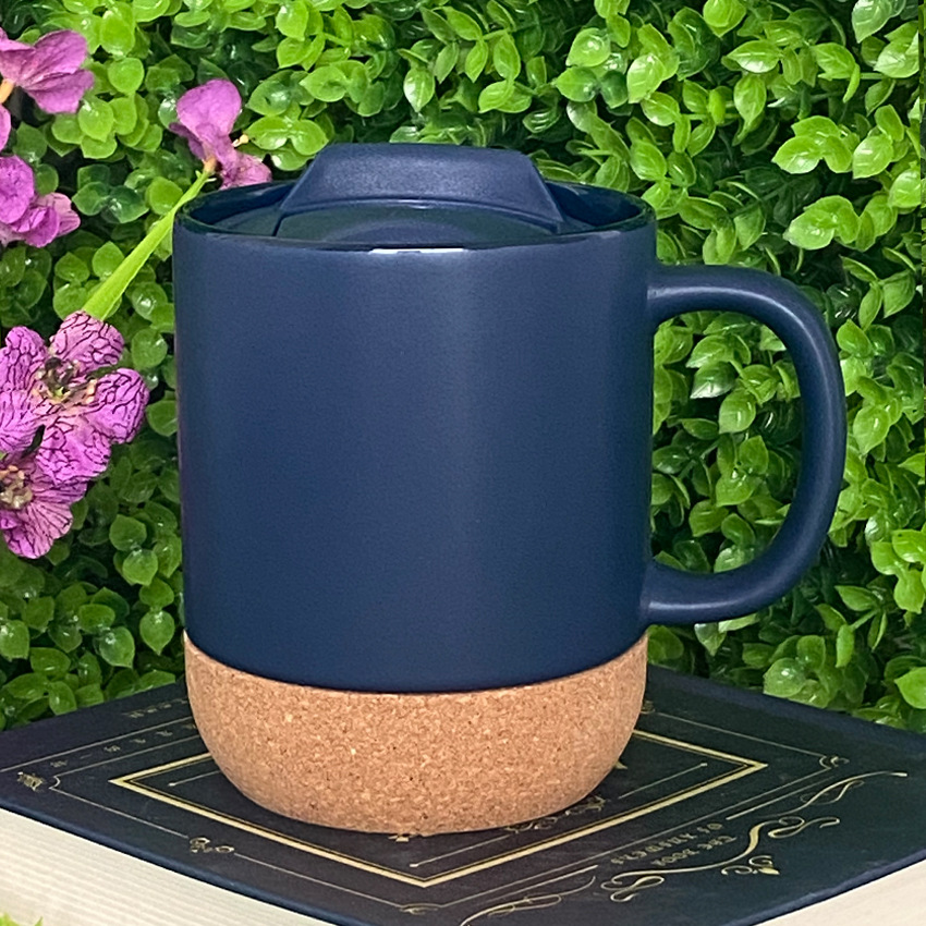 Procesamiento personalizado de tazas y jarras de cerámica con base de corcho multicolor para exportación, se pueden usar como regalos creativos para comercio electrónico transfronterizo con personalización de logotipo.