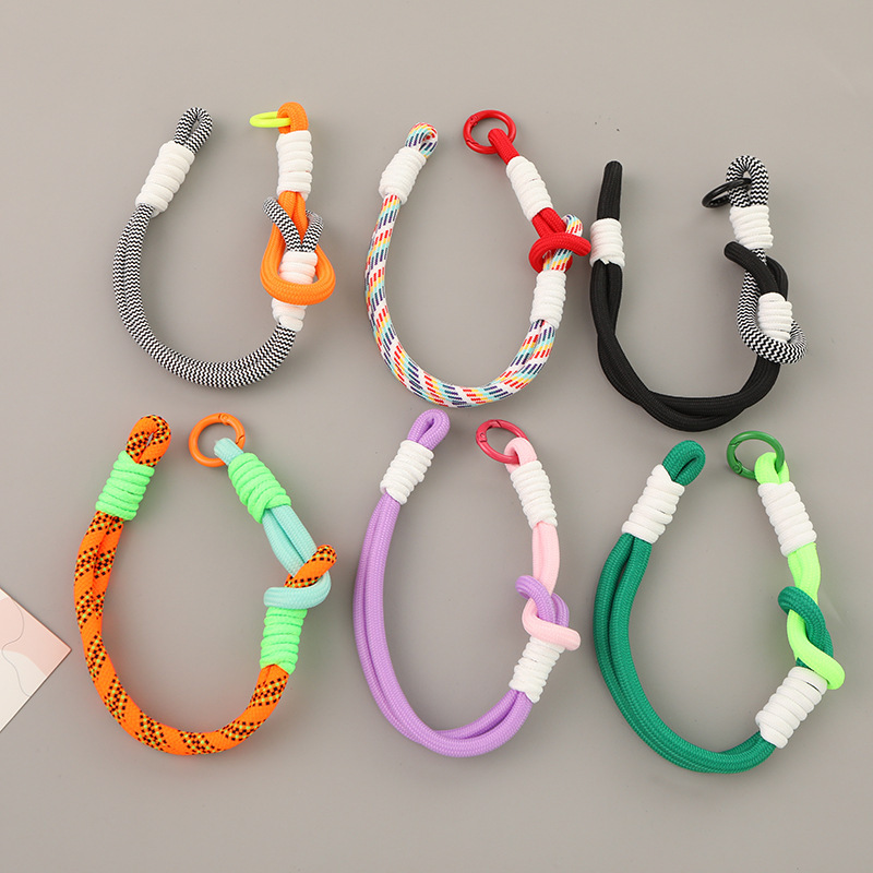 ホット販売ショートコントラストカラー編組ロープリストストラップ紛失防止携帯電話ストラップユニバーサルキーホルダー携帯電話ストラップカスタマイズ|undefined