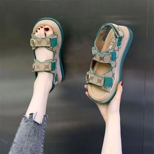 Tweed Style Sandals 2025 New Women's Summer Style Flats Sports and Leisure Roman Beach Shoes Soft Sole Non-Slip
