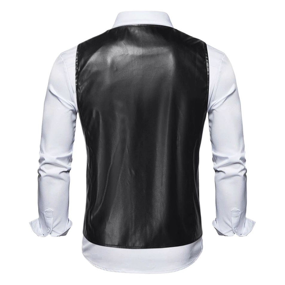 Amazon Explosions PU Vest Мужская осенне-зимняя Европейская и американская мода Мужской ретро-жилет Повседневный кожаный жилет с V-образным вырезом