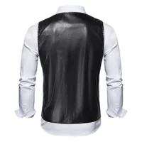 Amazon Explosions PU Vest Мужская осенне-зимняя Европейская и американская мода Мужской ретро-жилет Повседневный кожаный жилет с V-образным вырезом