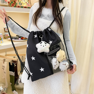 Cute Large-Capacity Drawstring Backpack Niche Original Versatile Street Backpack Lightweight Travel Japanese Backpack Trend
