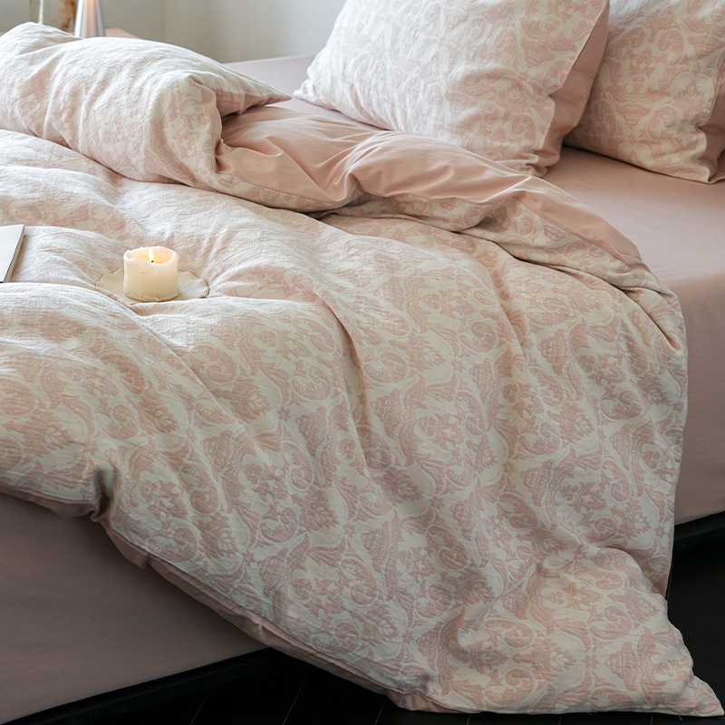 60S algodón completo de tres capas de hilo de cuatro piezas de algodón puro tipo A Jacquard simple sábanas de lujo ligeras cubiertas de ropa de cama de tres piezas