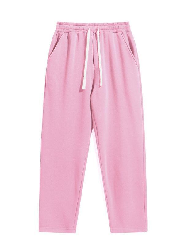 Men's Solid Thermal Lined Drawstring Waist Pants Casual|undefined