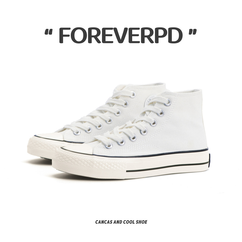 Female Students' Spring Korean-Style White Sneakers, Versatile, Comfortable and Durable, Hong Kong-Style Mid-Top Canvas Shoes