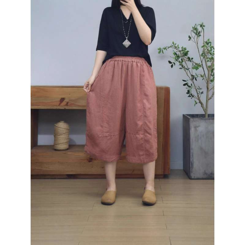Summer New High-Quality Cotton and Linen Thin Cropped Pants for Women, Loose Plus-Size Cotton and Linen Simple Versatile Wide-Leg Pants for Women Summer New High-Quality Cotton and Linen Thin Cropped Pants for Women, Loose Plus-Size Cotton and Linen Simple Versatile Wide-Leg Pants for Women