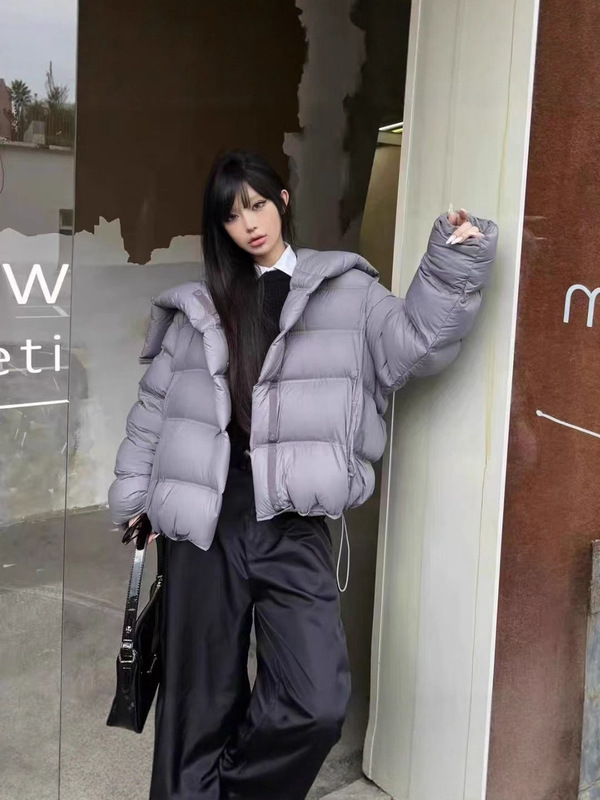 设计感波浪羽绒服女短款立领加厚云朵泡芙90白鸭绒冬季新款外套潮|undefined