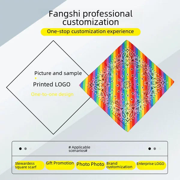 Multi-functional sports scarf cotton cashew printed hip-hop square scarf riding scarf hip-hop dance square scarf scarf